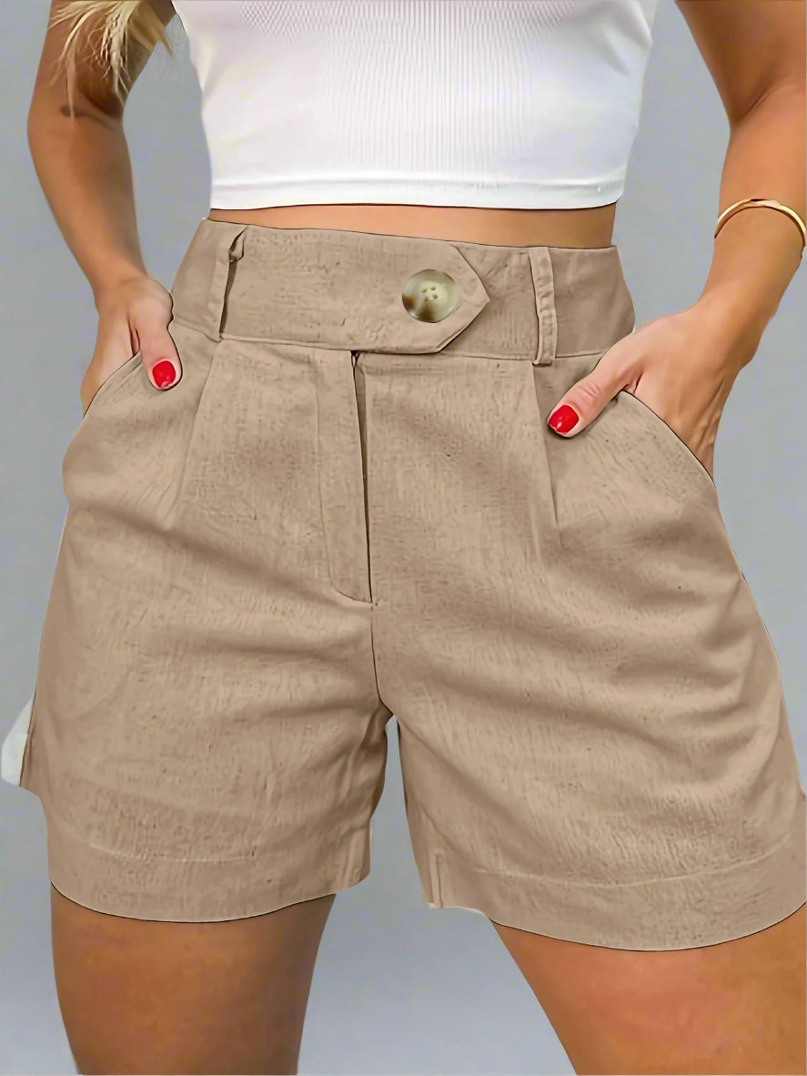 Women's Fashion Casual High Waist Pure Color Suit Shorts