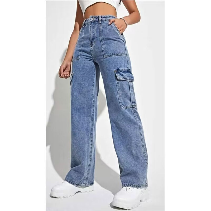 Cargo Jeans Women's Multi-Pocket Wide-leg Casual Pants