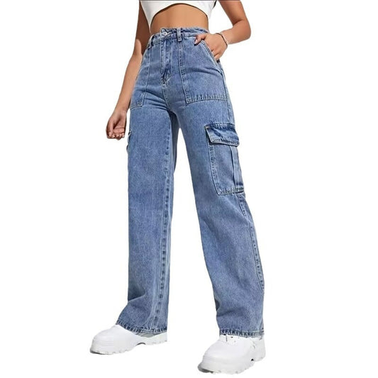 Cargo Jeans Women's Multi-Pocket Wide-leg Casual Pants