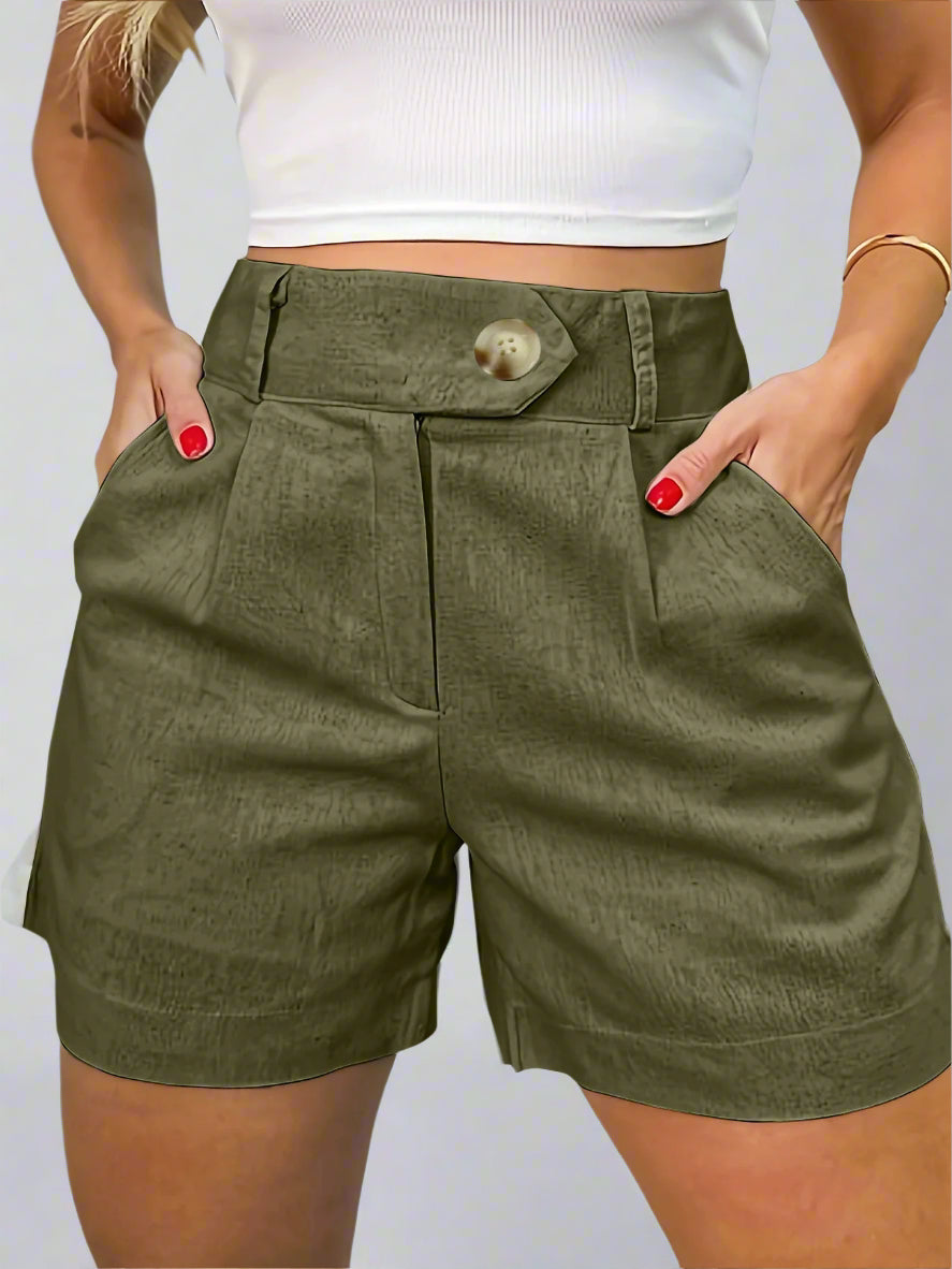 Women's Fashion Casual High Waist Pure Color Suit Shorts